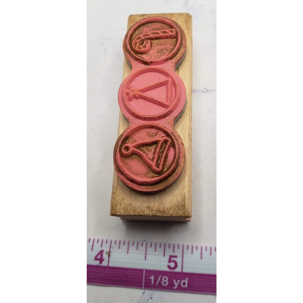 Studio G Katie & Co Christmas Hat Tree Candy Cane Wood Mounted Rubber stamp